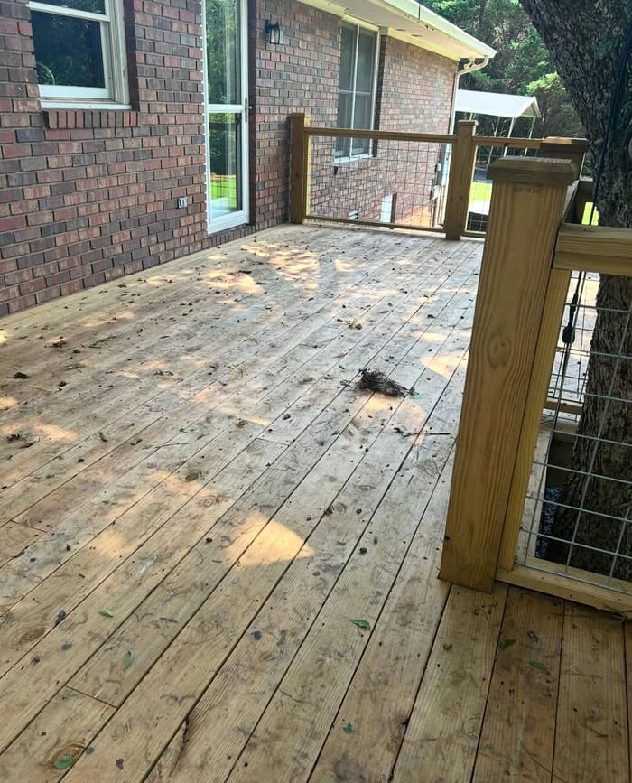 Gray weathered deck before cleaning in Athens, GA