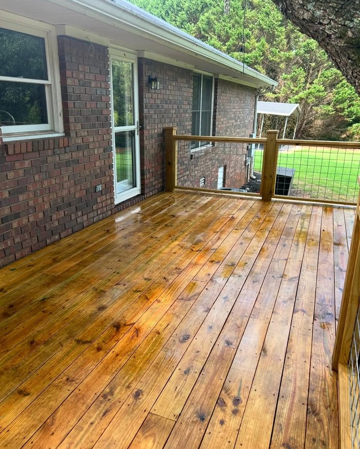 Rich golden restored deck after cleaning in Athens, GA