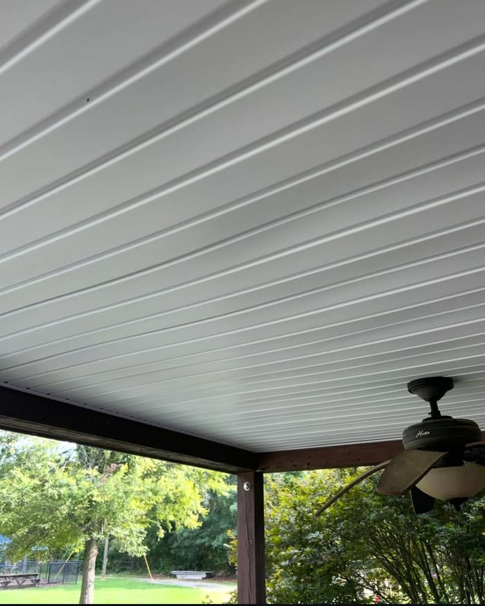 Bright clean porch ceiling after cleaning in Athens, GA