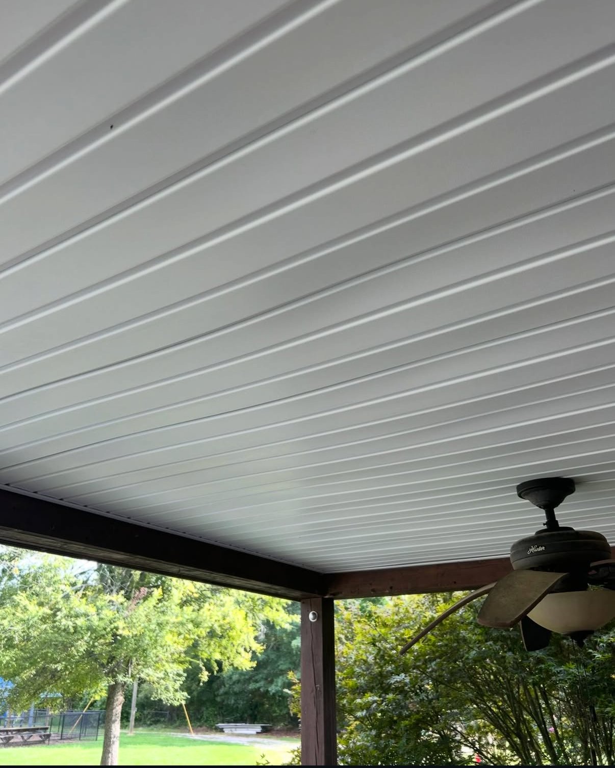 Bright clean porch ceiling after cleaning in Athens, GA